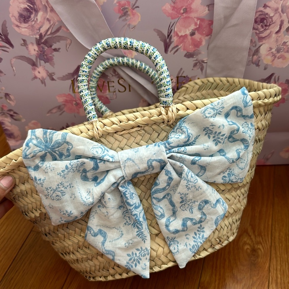 LasPrimas X LoveShackFancy Straw Bow Bag